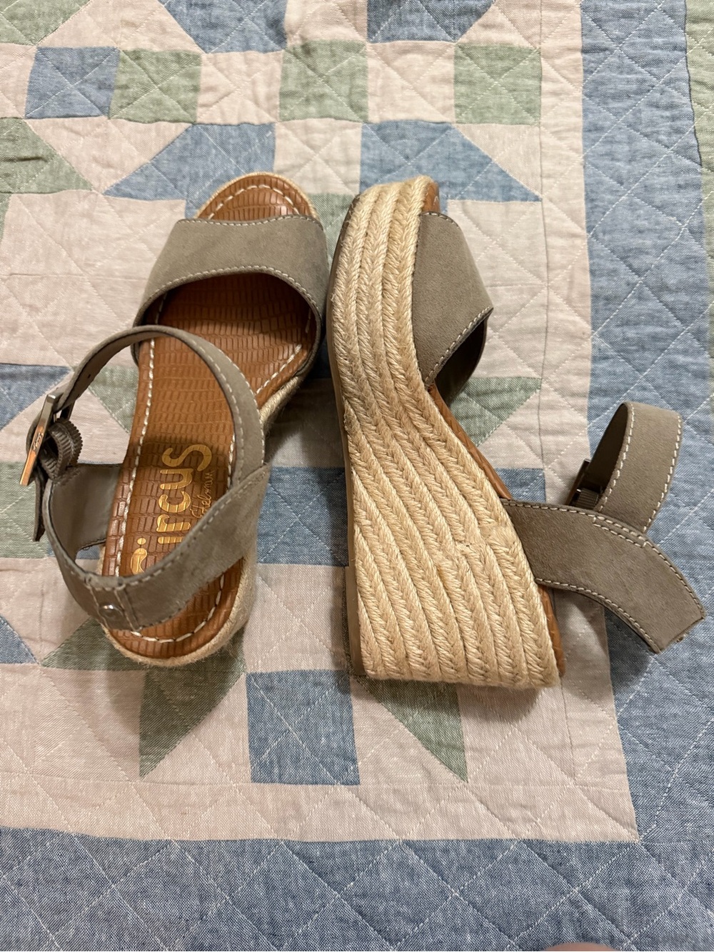 Circus by Sam Edelman Gray Suede Espadrille Wedge Sandals